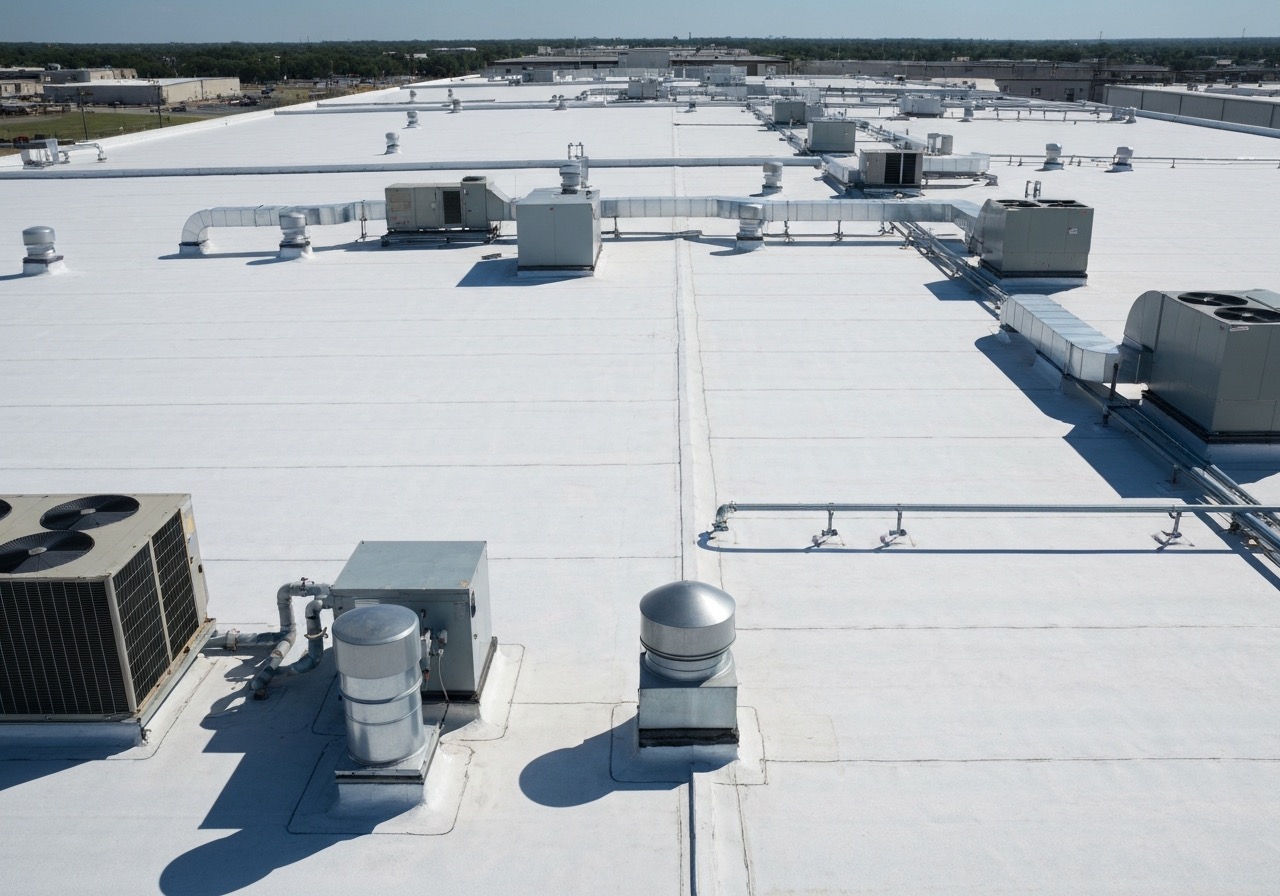 Commercial low-slope roof on a Katy-area building