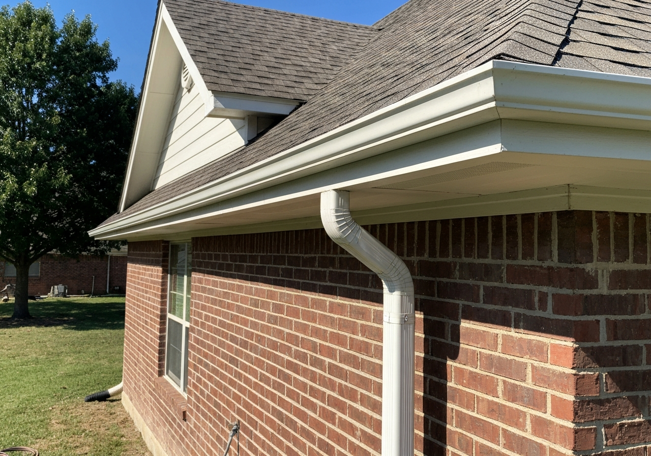 Seamless gutters installed on a Katy-area home