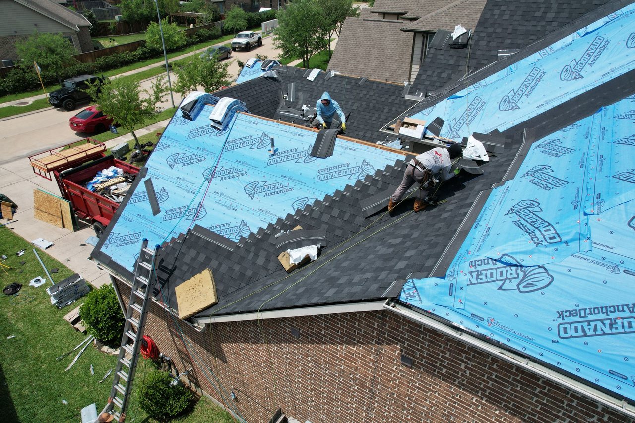 Storm damage roof repair in the Katy area