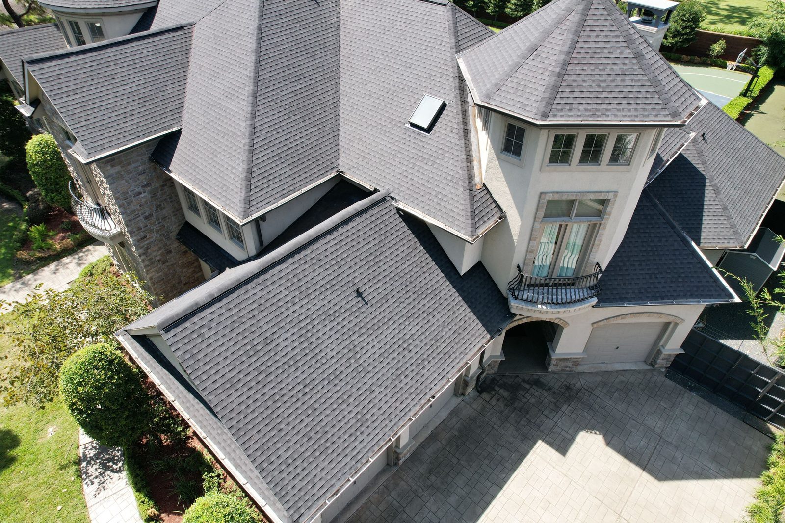 Completed asphalt shingle roof replacement